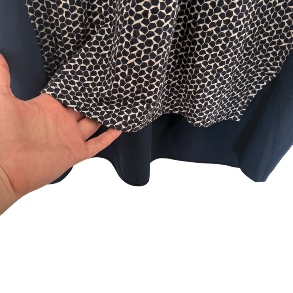 Tory Burch Tessera Top Medium Linen Silk Mixed Media V Neck Short Sleeve Blouse - Picture 5 of 8